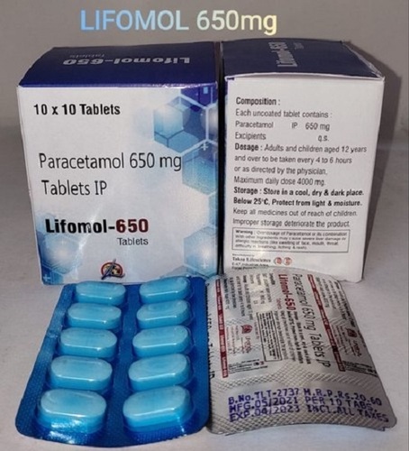 Lifomol Dt-650 Paracetamol Dispersible Tablets (Lifomol -650 Dt), Treatment: Pain Relief Fever, Packaging Type: Blister