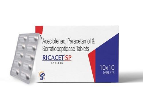 Ricacet-sp Aceclofenac, पेरासिटामोल और सेरासियोपेप्टिडेज़ टैबलेट, 10x10 ब्लिस्टर पैक