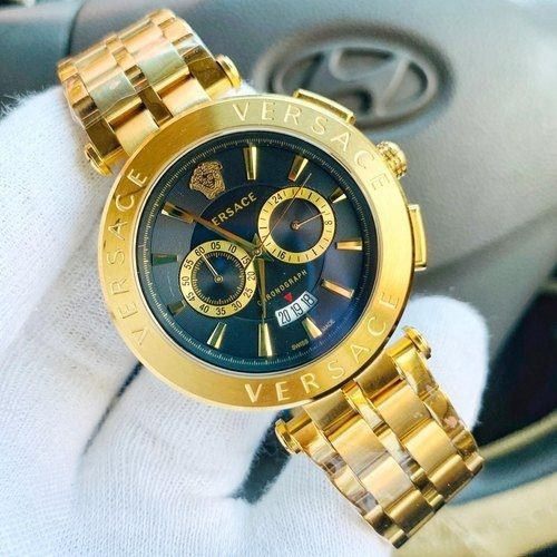 Golden Round Luxury(Premium) Versace Men'S Wrist Watch The Perfect Fashionable Accessory For Mens