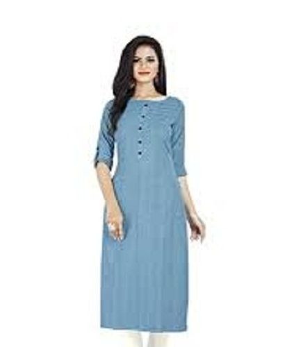 Long Lasting Comfortable Material Sky Blue Color Fancy Ladies Kurti  Decoration Material: Beads