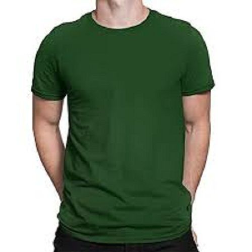 Tear Resistance Short Sleeves Comfortable For Summer And Casual Wear Cotton Green Color Mens T Shirt Age Group: 19-25