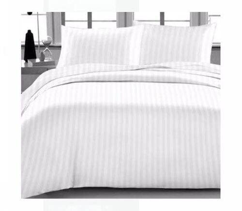 Breathable White Cotton Soft Polyester Material King Size Stripped Bed Sheet For Home And Hotels 