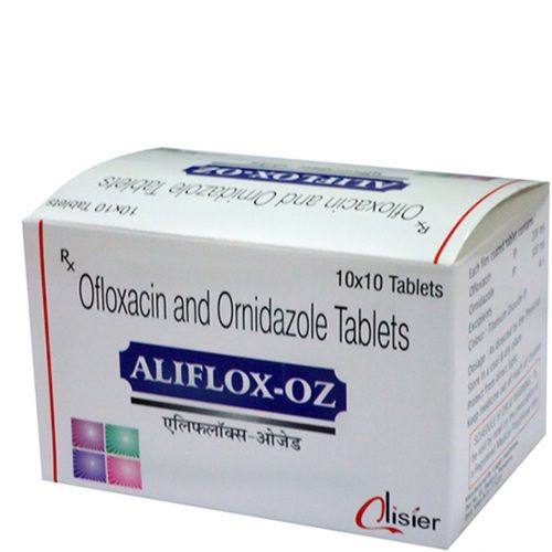 Aliflox-oz टैबलेट ओफ़्लॉक्सासिन और ऑर्निडाज़ोल एंटीबायोटिक टैबलेट, 10x10 अलू अलु पैक