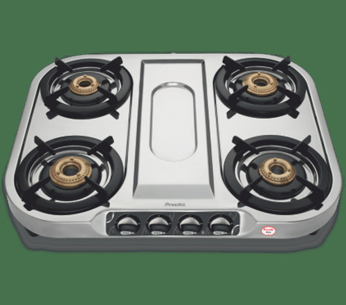 किचन के लिए ऑटोमैटिक गैस स्टोव, 2 साल की वारंटी और 4 बर्नर
