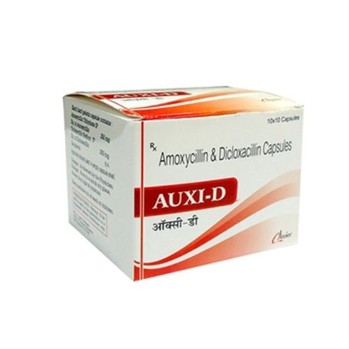  AUXI-D एमोक्सिसिलिन और डाइक्लोक्सासिलिन एंटीबायोटिक कैप्सूल, 10x10 अलू अलु पैक 