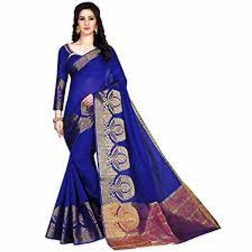 Blue Beautiful Woven Zari Design On Pallu Best Qualities Silk Saree 