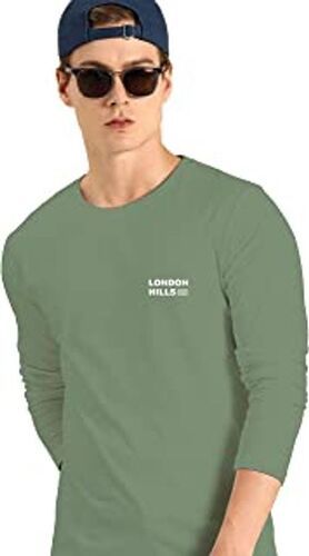 Green Durable Cotton Men'S Stylish T Shirt, Comfortable Fabric