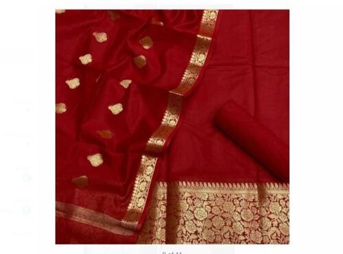 Printed Elegant Look And Party Wear Comfortable Embroidered Pure Silk Saree In Red Shade For Women