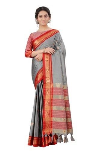 Printed Ladies Comfortable And Quick Dry Party Wear Designer Soft Cotton Silk Saree 