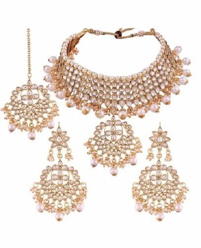 Anarva Gold Plated Kundan And Pearl Wedding Necklace Earrings  Gender: Women