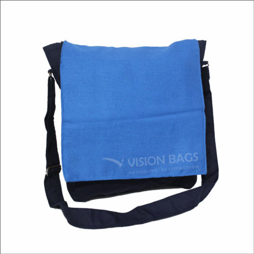 Barrier Lightweight Denim Blue Colour Vision Linen Sling Bag For College