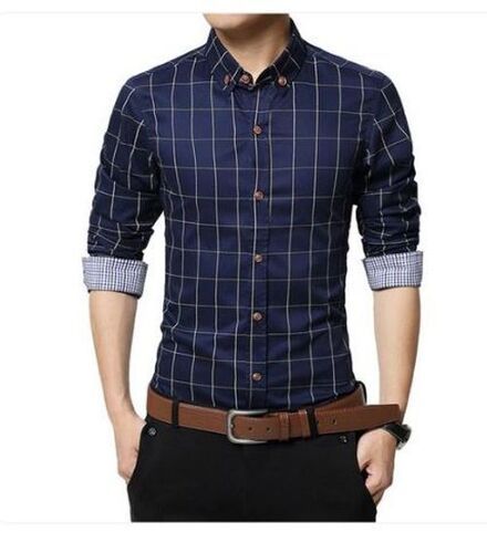 Blule Stylish Comfort Men'S Casual Full Sleeve Cotton Check Shirt 