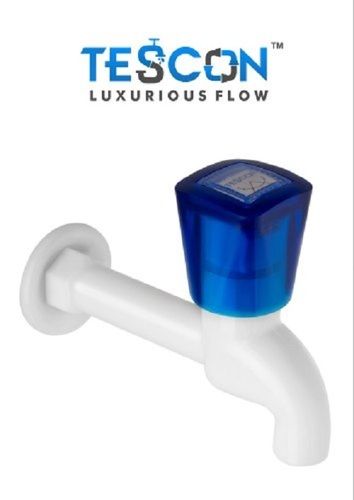 Pvc White And Blue Polypropylene Plastic Long Body Water Tap, For Bathroom Fitting