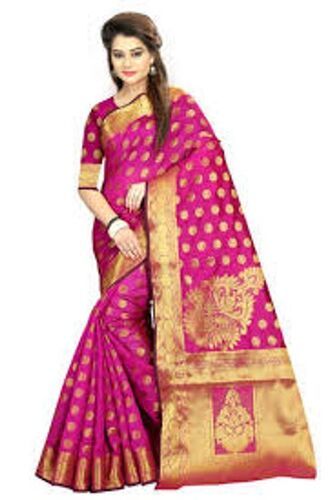 Plastic High Quality Art Silk Zari Embroidery Lovely Pink Silk Saree