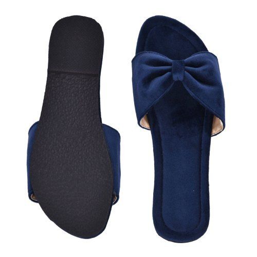 Rubber Ladies Blue Butterfly Flat Slipper Cute, Light, And Comfortable 