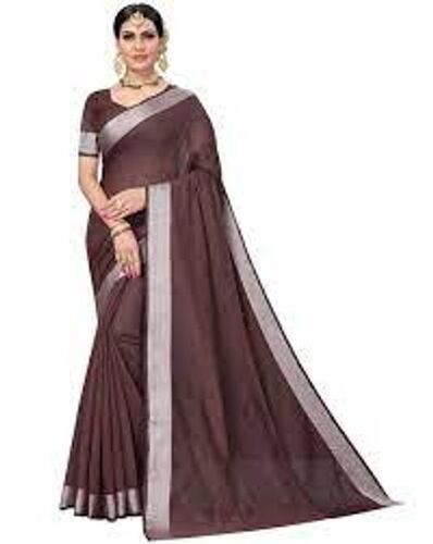 Beautiful Dark Brown Silk Plain Saree|SARV125356