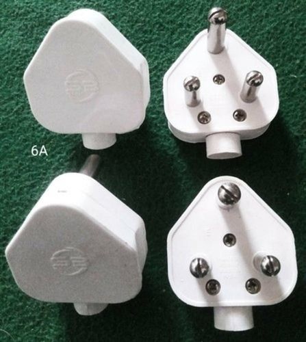 Made From Poly Vinyl Chloride, Easy To Plug In And Long Lasting Service White 3 Pin Plug Application: Electronic Usage