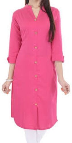 Silk Soft And Friendly Fabric Comfortable To Wear Cotton Pink Shirt Kurtis