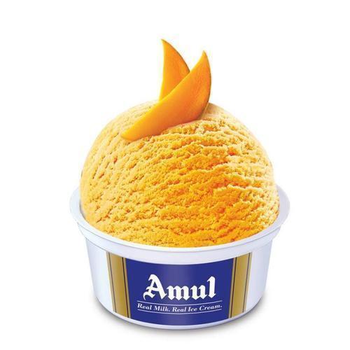 Yellow Hygienically Prepared Natural Fresh Delicious Tasty Mango Flavour And Yummy Amul Ice Cream 