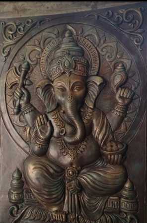 4x4 Feet Carved Fiberglass Ganesha Sculpture For Home & Temple Decoration