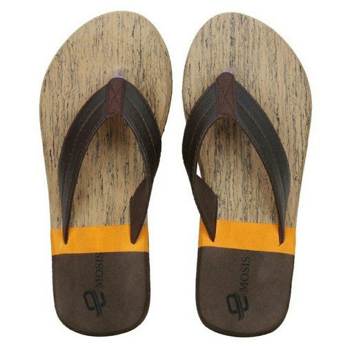 Comfortable Flat Heel Daily And Casual Wear Light Weight Brown Slippers For Men