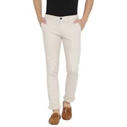 Premium Grade Cotton Casual And Regular Fit White Formal Pants For Men