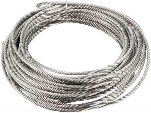 Fine Finish Heat Proof Flame Resistance Black Color 7 Mm Stainless Steel Wire Rope Application: Construction