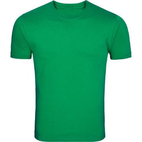 Green Plain Round Neck Half Sleeve Cotton Mens T Shirts For Casual And Regular Wear Gender: Male