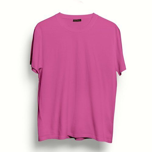 Pink Plain Cotton Round Neck Half Sleeve Mens T Shirts For Casual And Regular Wear Gender: Male