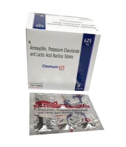 Amoxicillin Potassium Clavulanate And Lactic Acid Bacillus Clavmust - 625 Tablets  Expiration Date: 3 Years