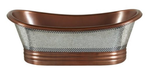 Oval Antique And Premium Glass Mosaic Copper Bathtub Made From Nickel And Copper 