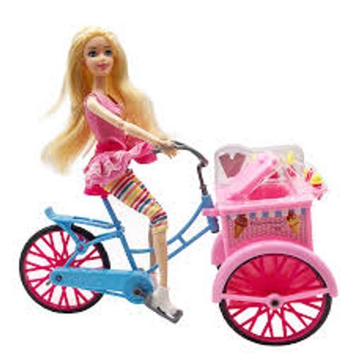 Multi Color Fantastic Light Plastic Doll With Colourful Bike