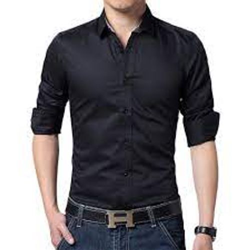 Breathable Cotton Soft Fabric Formal Mens Black Shirt 