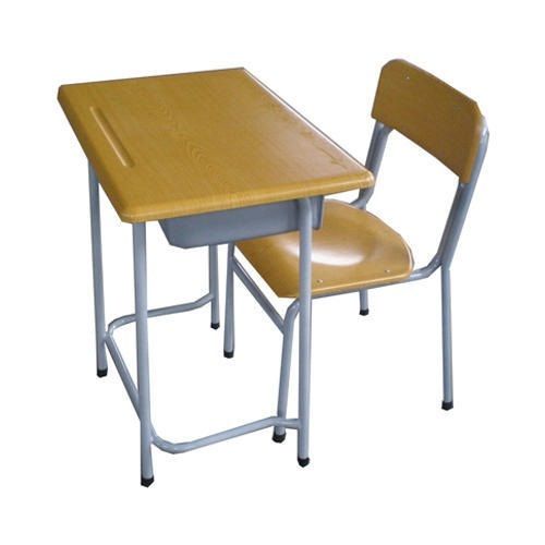 Durable Fine Finish Long Lasting And Comfortable Brown School Desk And Chair