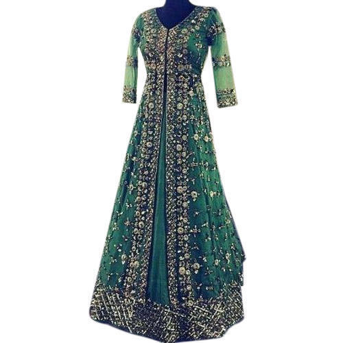 Green Colour Printed Pattern Designer Ladies Gown For Any Occasion 
