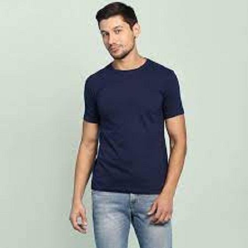 Navy Blue Color Plain Cotton Men T Shirt For Casual And Party Wear  Age Group: 20-25