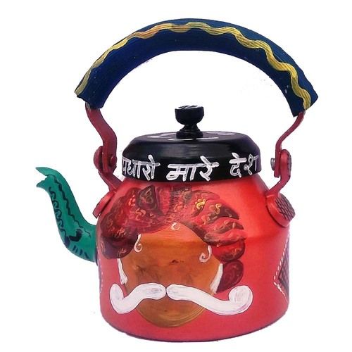 Hand Painted Decorative Tea Kettle - 8.5 Inch Height