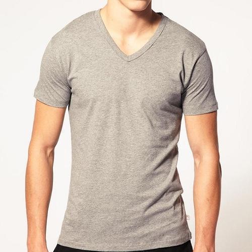 Men's Regular Fit And Comfortable Stretchable With V Neck Plain Grey T-shirt