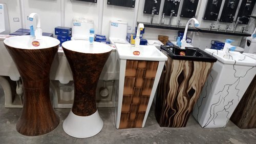 घर और रेस्तरां के लिए गोल सादा सिरेमिक पेडस्टल वॉश बेसिन