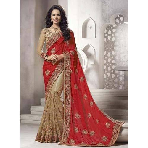 Amazing Party Wear Red Color Organza Saree – Anarkalion