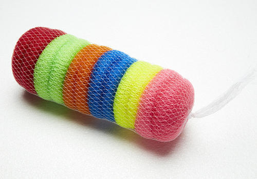 House Keeping Diamond Round Multi Color Plastic Scrubber- 555 For Multipurose Cleaning Set Of 12