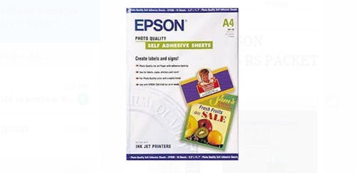 White Epson A4 Photo Quality Self Adhesive Sheets With 210X297Mm Size, Pack Of 500 Sheets