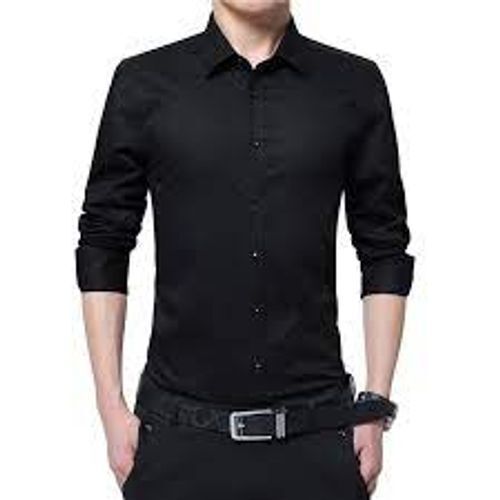 Mens Black Polyster Full Sleeves Shirts Chest Size: 28