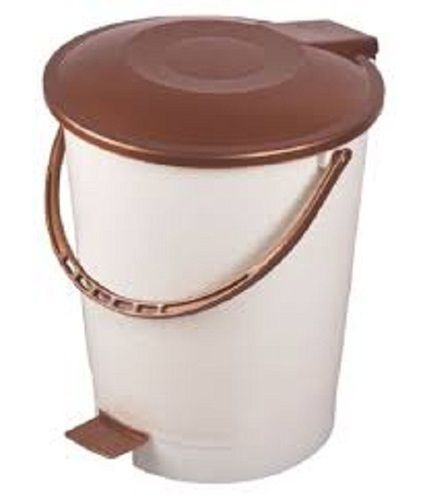 Premium Quality And Easy To Uses With Handle Brown And White Plastic Dustbin