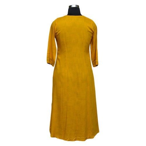 Yellow Colour Full Sleeves Semi Stitched Plain Ladies Suit With Soft Comfortable Febric  Bust Size: 38 Inch (In)