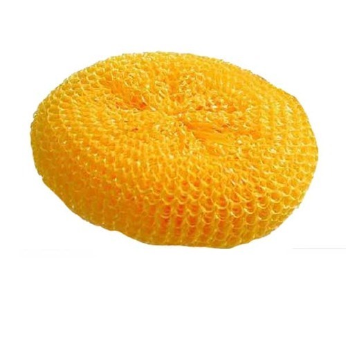 Multipurpose Cleaning Yellow Round Soft Plastic Scrubber For Kitchen And Bathroom Clearing Purpose