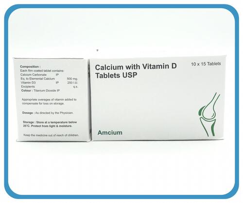 Amcium Calcium With Vitamin D Tablet Usp, 10X15 Blister Pack Efficacy: Promote Nutrition