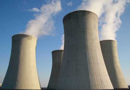 Cooling Tower Plant In Grey Color And Made From Concrete Material