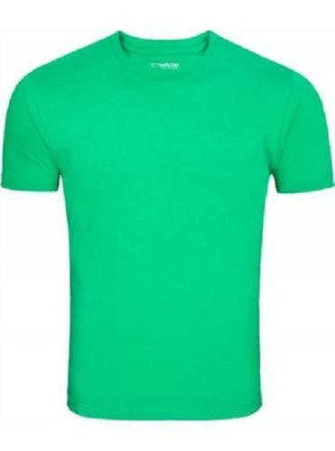 Green Plain Round Neck Half Sleeve Cotton Mens T Shirts For Casual And Regular Wear Gender: Male