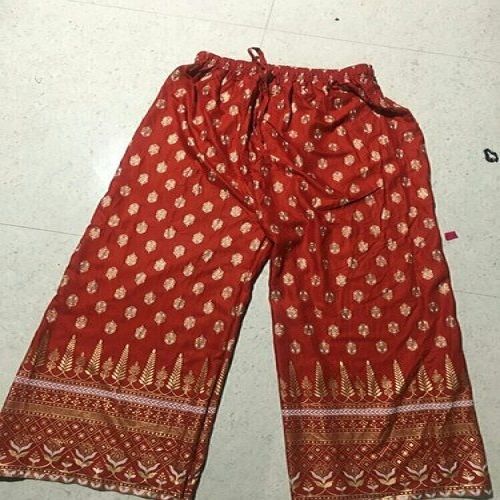 Red Colour Printed Pattern Attic Palazzo Pants For Casual And Party Wear